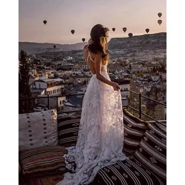 Spaghetti Strap Lace Wedding Dress by Homdor - Elegant & Affordable