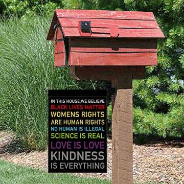 In This House, We Believe Small Garden Flag Vertical Double Sided 12.5 x 18 Inch Burlap Yard Outdoor Decor