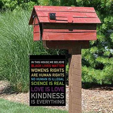 In This House, We Believe Small Garden Flag Vertical Double Sided 12.5 x 18 Inch Burlap Yard Outdoor Decor