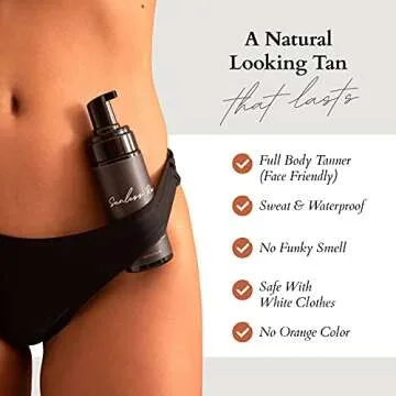 Sunless Rae Self Tanning Kit (Medium Tan), Natural Looking Fake Tan, Sunless Tanner Mousse, Applicator Mitt & Exfoliation Glove