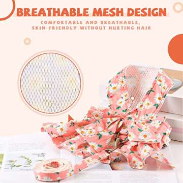 BAEJMJK Dog Dress Bowknot Harness Leash Set for Small Dogs Cats Daisy Floral Girl Dog Dresses Cute Puppy Princess Clothes Pet Doggy Outfits Spring Summer Breathable Dresses(Pink,Large)
