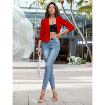 Hybrid & Company Women Super Comfy Ponte Office Blazer JK1131 1073T RED M