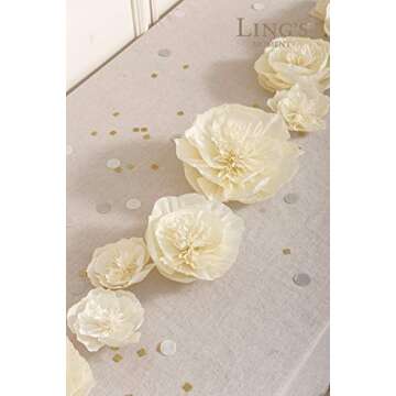 Ling's Moment Paper Flower Decorations Set of 9(8''-4'' Assorted), Handcrafted Artificial Crepe Paper Peony for Wall Nursery Wedding Backdrop Bridal Shower Centerpiece Monogram 15th Birthday