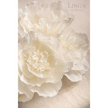 Ling's Moment Paper Flower Decorations Set of 9(8''-4'' Assorted), Handcrafted Artificial Crepe Paper Peony for Wall Nursery Wedding Backdrop Bridal Shower Centerpiece Monogram 15th Birthday
