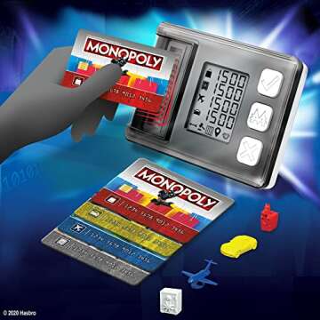 Hasbro Gaming Monopoly Super Electronic Banking Board Game, Electronic Banking Unit, Choose Your Rewards, Cashless Gameplay Tap Technology, for Ages 8 and Up