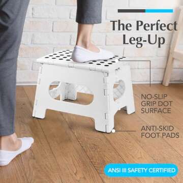 Handy Laundry Folding Lightweight Step Stool is Sturdy Enough to Support Adults and Safe Enough for ...