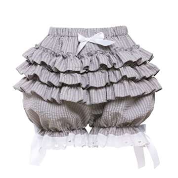 Vibsion Womens Lolita Bloomers Maid Ruffles Pumpkin Pants Bottom Shorts Cute Security Short Pants for Girl Gray S