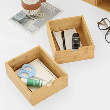 Bamboo Desk Organizer 3 Drawer No Assembly Office Home Storage