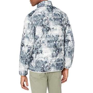 Amazon Essentials Men's Packable Lightweight Water-Resistant Puffer Jacket (Available in Big & Tall), Black White Marble Print, X-Large
