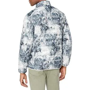 Amazon Essentials Men's Packable Lightweight Water-Resistant Puffer Jacket (Available in Big & Tall), Black White Marble Print, X-Large