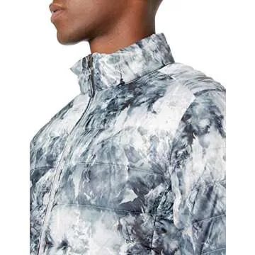 Amazon Essentials Men's Packable Lightweight Water-Resistant Puffer Jacket (Available in Big & Tall), Black White Marble Print, X-Large