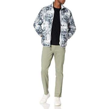 Amazon Essentials Men's Packable Lightweight Water-Resistant Puffer Jacket (Available in Big & Tall), Black White Marble Print, X-Large