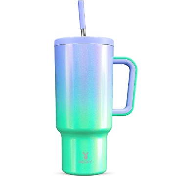 Meoky 40oz Stylish Tumbler with Straw & Handle - Leak-proof Drinkware