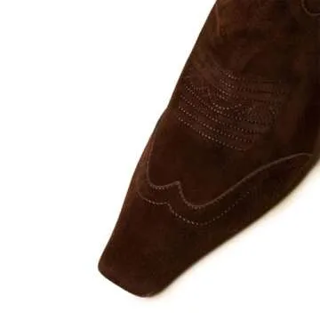 FSJ Women's Vintage Square Toe Kitten Heel Cowboy Boots