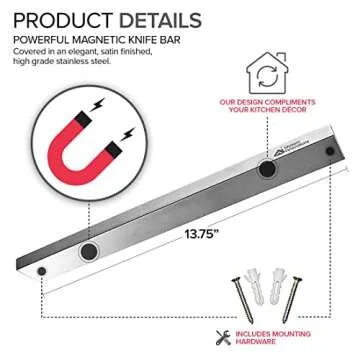 14 Inch Stainless Steel Magnetic Knife Bar - Use as Knife Holder, Knife Rack, Knife Strip, Kitchen U...