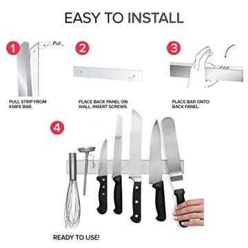 14 Inch Stainless Steel Magnetic Knife Bar - Use as Knife Holder, Knife Rack, Knife Strip, Kitchen Utensil Holder and Tool Holder