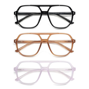 Trendy Retro Aviator Reading Glasses Blue Light Blocking 3-Pack