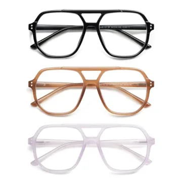 Trendy Retro Aviator Reading Glasses Blue Light Blocking 3-Pack