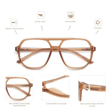 Trendy Retro Aviator Reading Glasses Blue Light Blocking 3-Pack