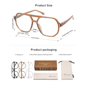 Trendy Retro Aviator Reading Glasses Blue Light Blocking 3-Pack