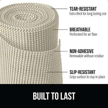 Gorilla Grip powerGRIP Drawer Shelf and Cabinet Liner, Thick Strong Hold, Non-Adhesive Liners Protec...