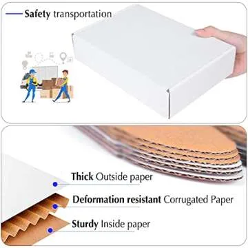 9x6x2 White Cardboard Boxes - 30 Pack Shipping Boxes for Small Business Mailing, Corrugated Packaging