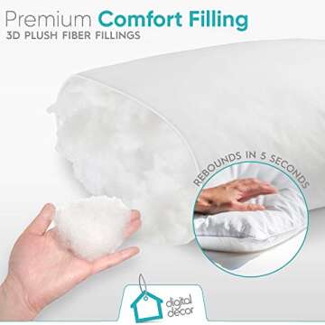 Digital Decor Set of 2 Premium Gold Hotel Pillows for Sleeping- Made in USA - Hypoallergenic Standar...