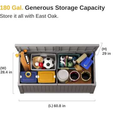EAST OAK 180 Gallon Waterproof Storage Box for Outdoors