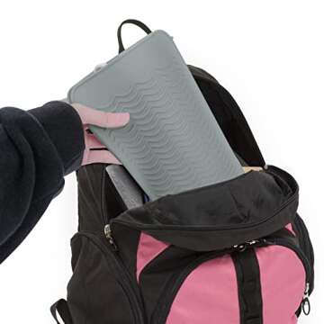 1Pack Silicone Heat Resistant Mat Pouch for Hair Straightener, Curling Iron, Flat Iron and Hot Hair Tools Grey