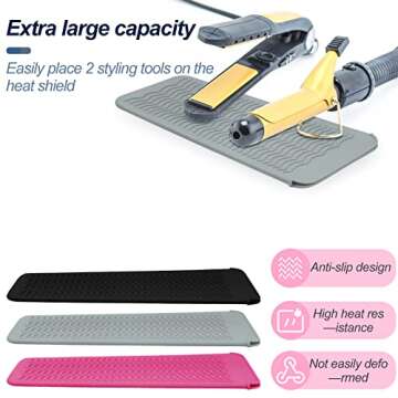 1Pack Silicone Heat Resistant Mat Pouch for Hair Straightener, Curling Iron, Flat Iron and Hot Hair Tools Grey