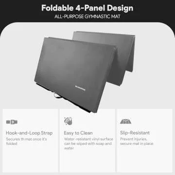 BalanceFrom Folding Gymnastics Mat, Home Gym Floor Tumbling Equipment, Gray