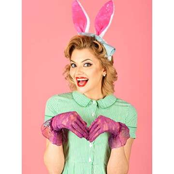 SATINIOR Ladies Lace Gloves for Women Tea Party Elegant Short Courtesy Gloves for Wedding Dinner Ope...