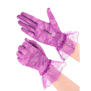SATINIOR Ladies Lace Gloves for Women Tea Party Elegant Short Courtesy Gloves for Wedding Dinner Opera Parties(Purple)