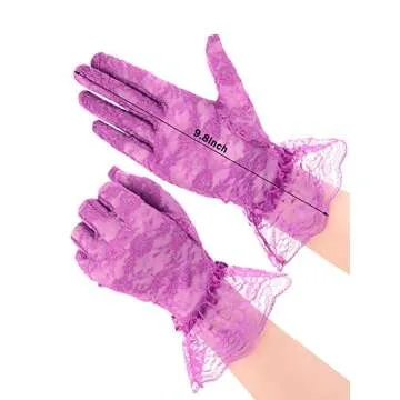 SATINIOR Ladies Lace Gloves for Women Tea Party Elegant Short Courtesy Gloves for Wedding Dinner Opera Parties(Purple)