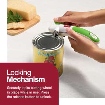 Zyliss Lock N' Lift Can Opener - Manual Can Opener with Built-In Magnet - Safety Can Opener with Sta...
