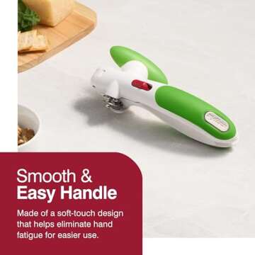 Zyliss Lock N' Lift Can Opener - Manual Can Opener with Built-In Magnet - Safety Can Opener with Stainless Steel Wheel - Handheld Kitchen Tool & Gadget - Green, 7.5"