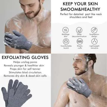 Yiclick Heavy Exfoliating Gloves, Exfoliating Body Scrubber for Bath Shower Exfoliation, Body Scrub Exfoliator for Dead Skin Remover, Exfoliate Sponge Loofah Washcloth Mitt Men Women