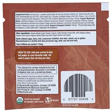Om Mushroom Superfood Organic Mushroom Powered Coffee Latte Blend, 0.28 OZ