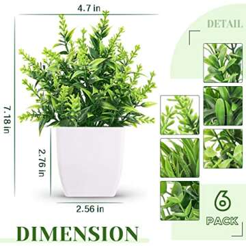 Der Rose 6 Packs Small Fake Plants Artificial Plants Indoor for Home Farmhouse Bedroom Living Room Decor