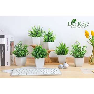 Der Rose 6 Packs Small Fake Plants Artificial Plants Indoor for Home Farmhouse Bedroom Living Room Decor