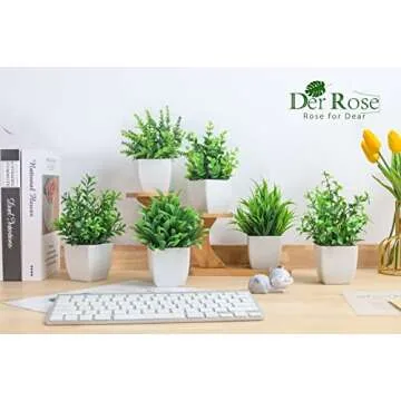 Der Rose 6 Packs Small Fake Plants Artificial Plants Indoor for Home Farmhouse Bedroom Living Room Decor