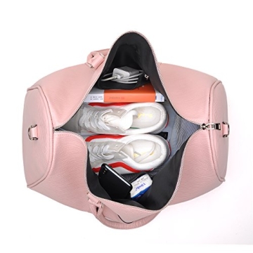 Efanliu Women's Weekend Duffle Bags Cute Faux Leather Travel Totes Waterprooh, Pink, Medium