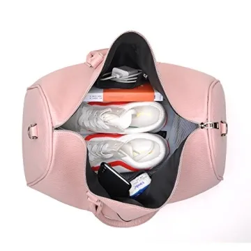 Efanliu Women's Weekend Duffle Bags Cute Faux Leather Travel Totes Waterprooh, Pink, Medium