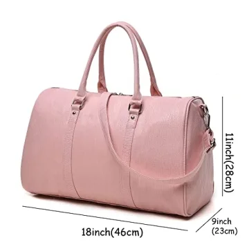Efanliu Women's Weekend Duffle Bags Cute Faux Leather Travel Totes Waterprooh, Pink, Medium
