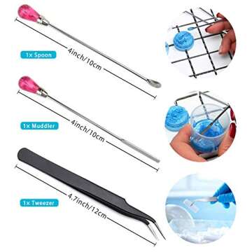 Silicone Stir Sticks Kit 16Pcs, Silicone Epoxy Brush, Silicone Stirring Tool, Mixing Spoon, Silicone Scraper DIY Crafts Tool for Resin Epoxy Liquid Paint