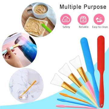 Silicone Stir Sticks Kit 16Pcs, Silicone Epoxy Brush, Silicone Stirring Tool, Mixing Spoon, Silicone Scraper DIY Crafts Tool for Resin Epoxy Liquid Paint
