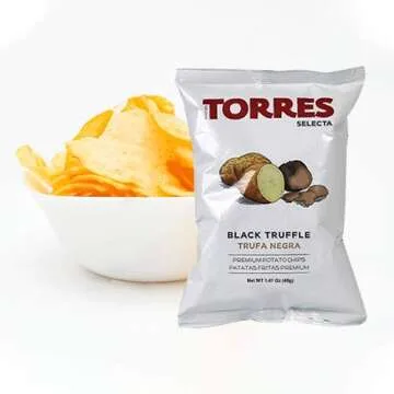 Torres Premium Potato Chips -FREE WORLD BAG CLIP - 1 Manchego Chips (50g/1.76oz), 1 Black Truffle Chips (40g/1.41oz), 1 Iberico Ham Chips (50g/1.76oz) - Handcrafted Patatas Fritas 3 Pack