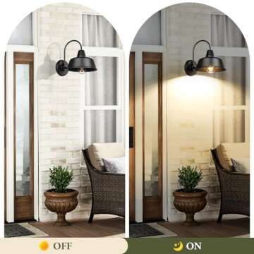 2-Pack Outdoor Wall Light Fixtures, Farmhouse Gooseneck Barn Light, Black Industrial Exterior Wall S...