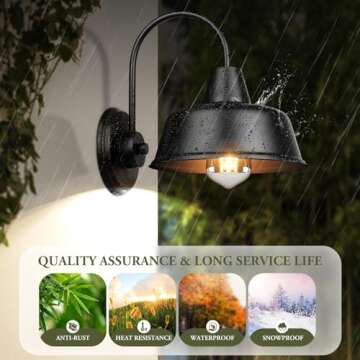 2-Pack Outdoor Wall Light Fixtures, Farmhouse Gooseneck Barn Light, Black Industrial Exterior Wall Sconces with E26 Socket, Anti-Rust Front Porch Lights for House, Patio, Outside, Garage, Doorway
