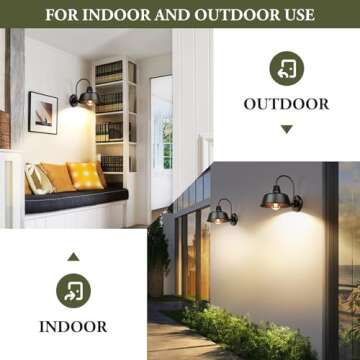 2-Pack Outdoor Wall Light Fixtures, Farmhouse Gooseneck Barn Light, Black Industrial Exterior Wall Sconces with E26 Socket, Anti-Rust Front Porch Lights for House, Patio, Outside, Garage, Doorway